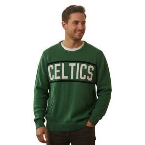UNK Celtics Green Crewneck Cotton Blend Sweater Logo Pockets Size XL